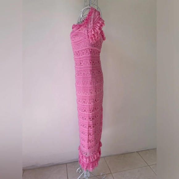 NWT likely Milaro midi Dress off shoulders bodycon lace in Pink Sugar size 2 - Picture 6 of 14